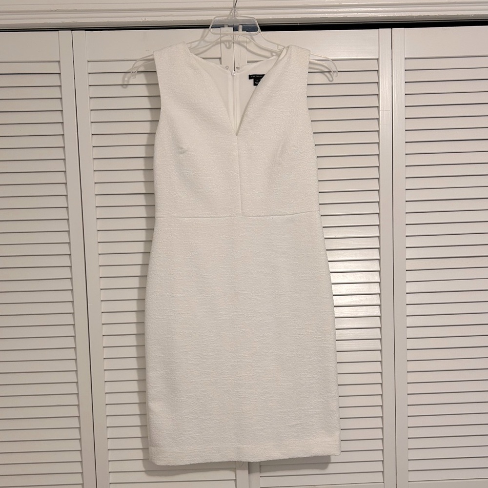 Ann Taylor Pure White Textured Sheath Dress, Worn Once, Size 6